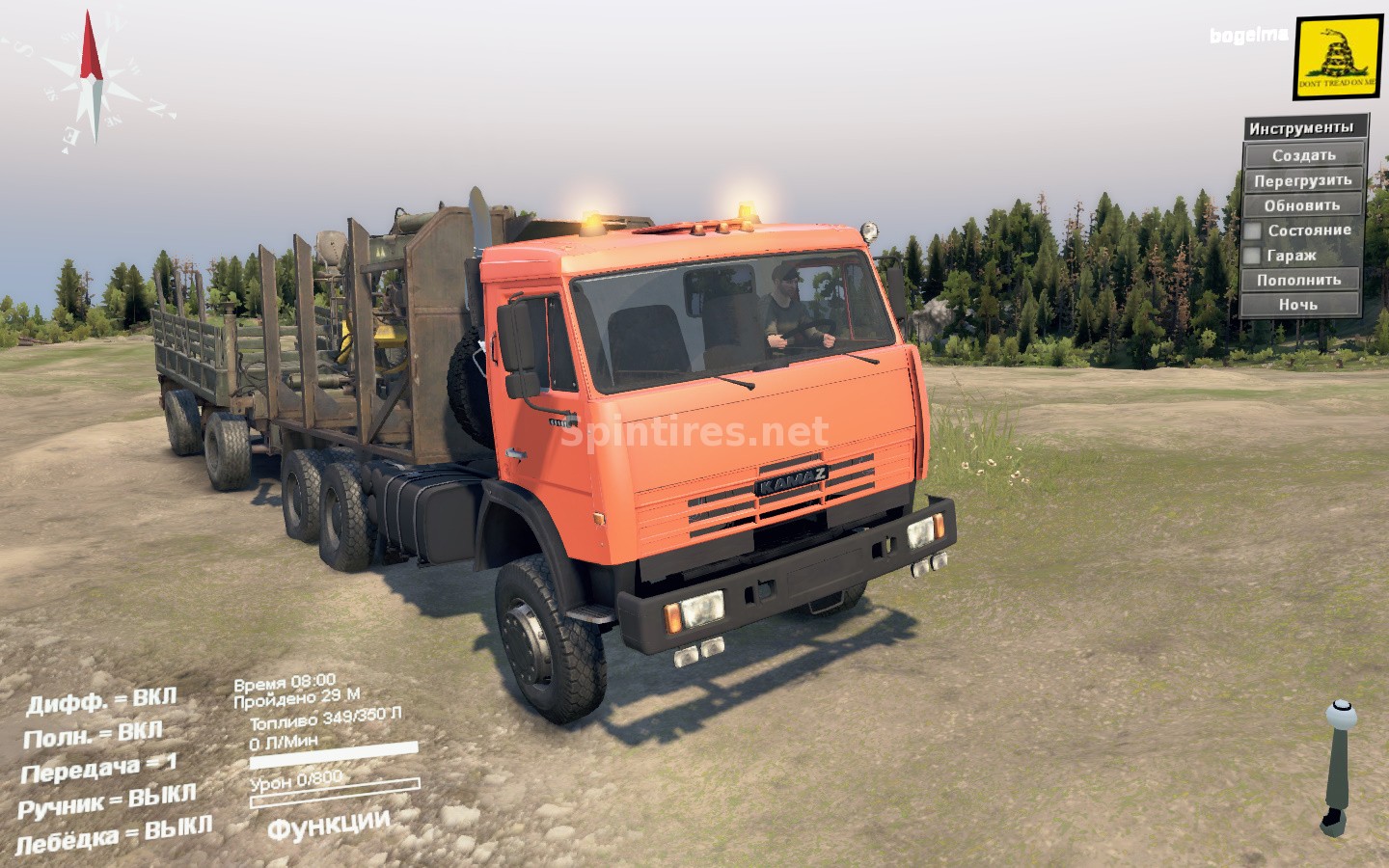 КАМАЗ-65111 6х6 Лесовоз версия 19.07.16 для Spintires 03.03.16