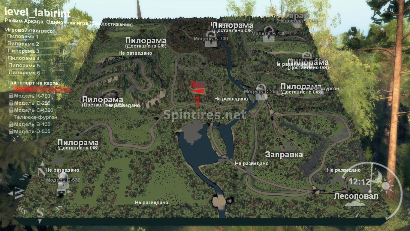 Карта «Лабиринт» (Легкая) для Spin Tires v03.03.16 для Spintires 